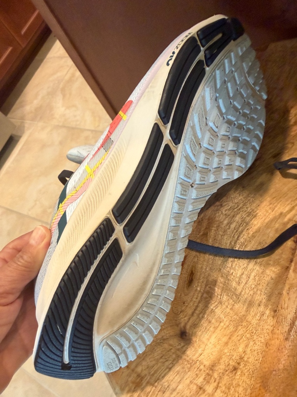 NIKE Women Lightweight Running Sneakers in White with Pink & Yellow Accents - Picture 14 of 14